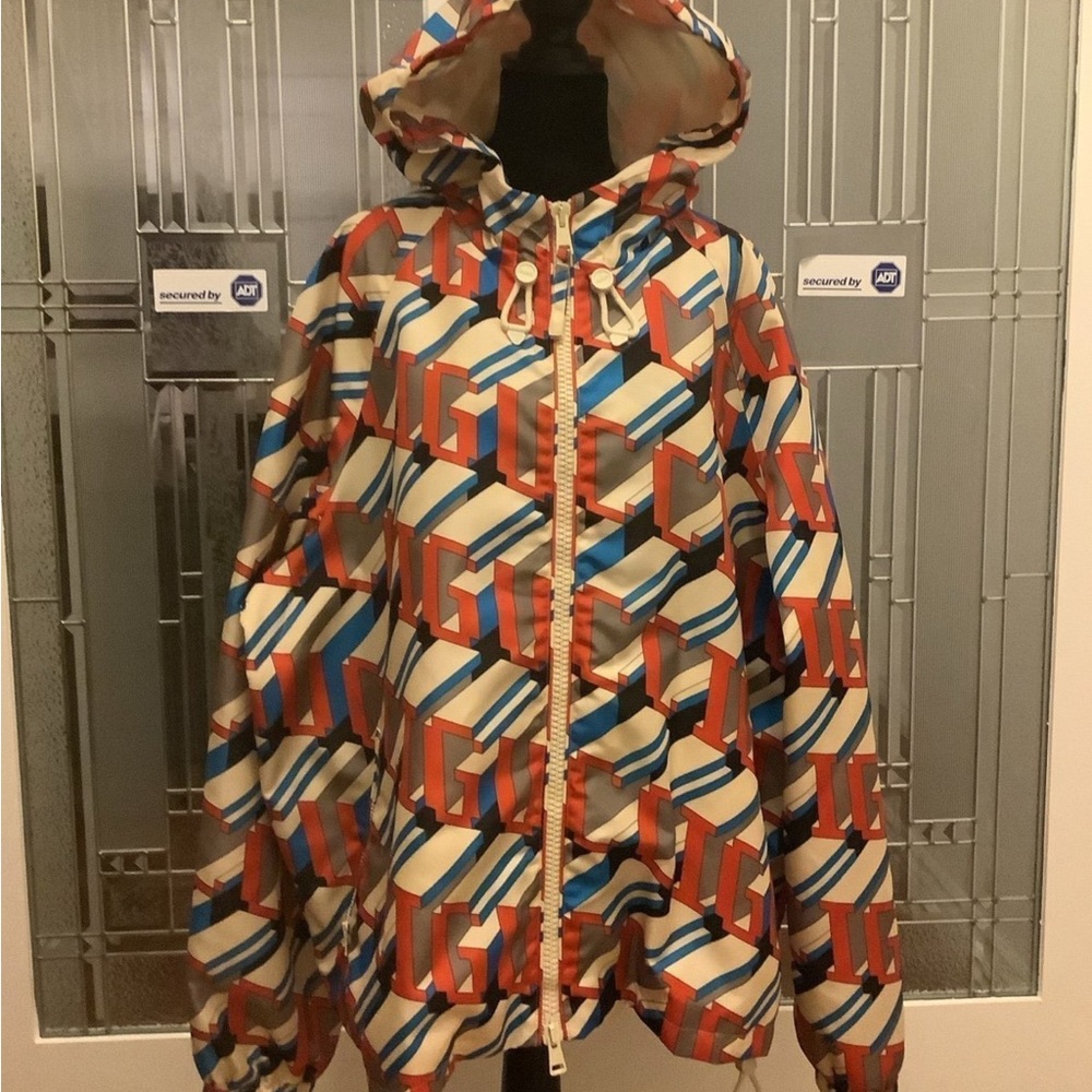 Gucci Red and Blue Windbreaker Jacket with Hood